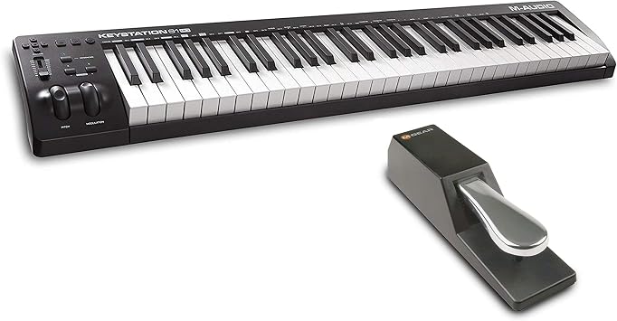 M-Audio SP-2 USB MIDI Keyboard, 61 Keys, Piano Sound Source Software Included, Keystation 61 III & Foot Pedal, Compatible with Electronic Piano, Keyboard