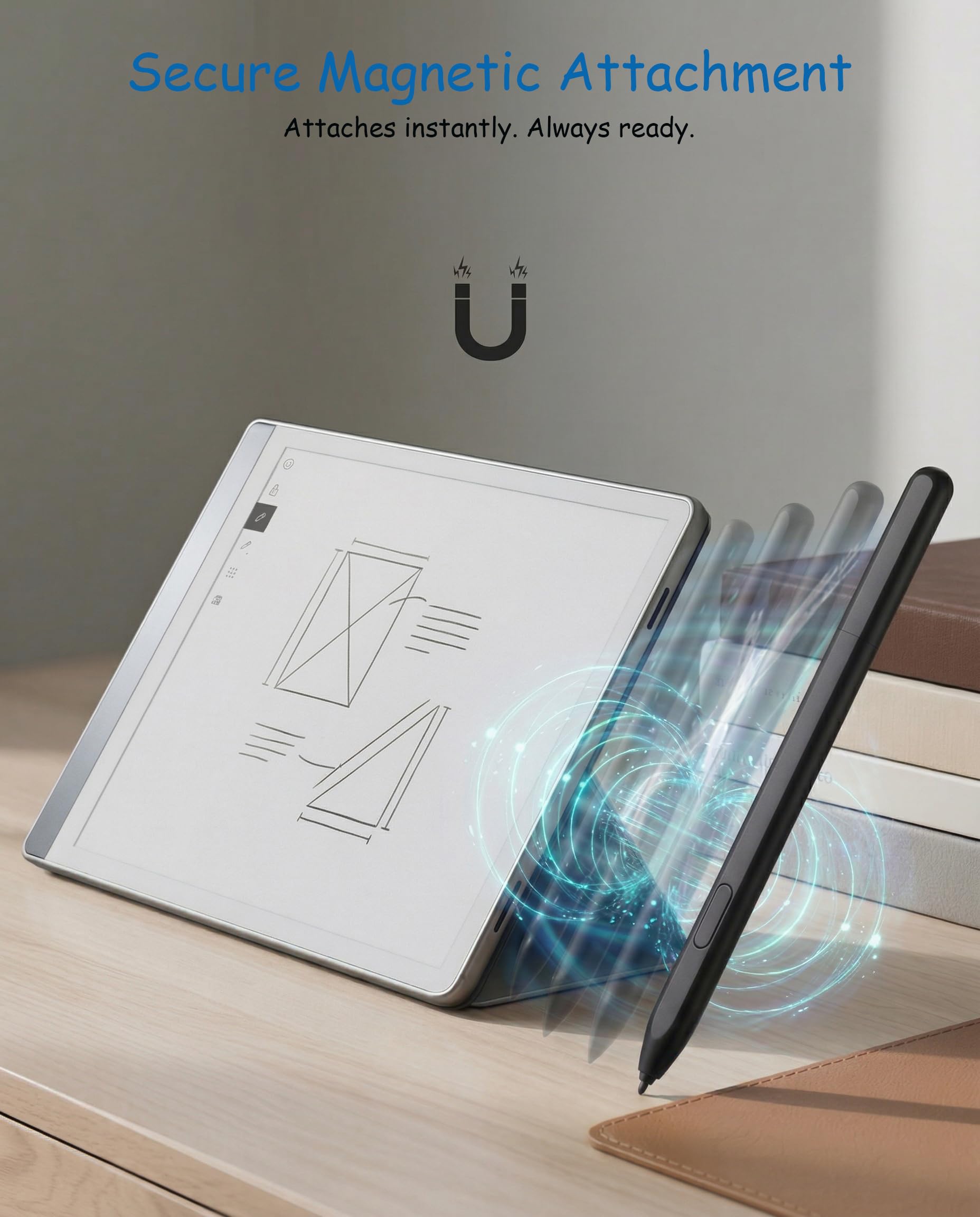 Stylet magnétique EMR compatible avec Remarkable 1/2, Kindle Scribe et Samsung, stylo numérique de rechange avec gomme, 4096 niveaux de pression, support d'inclinaison, rejet de paume, 5