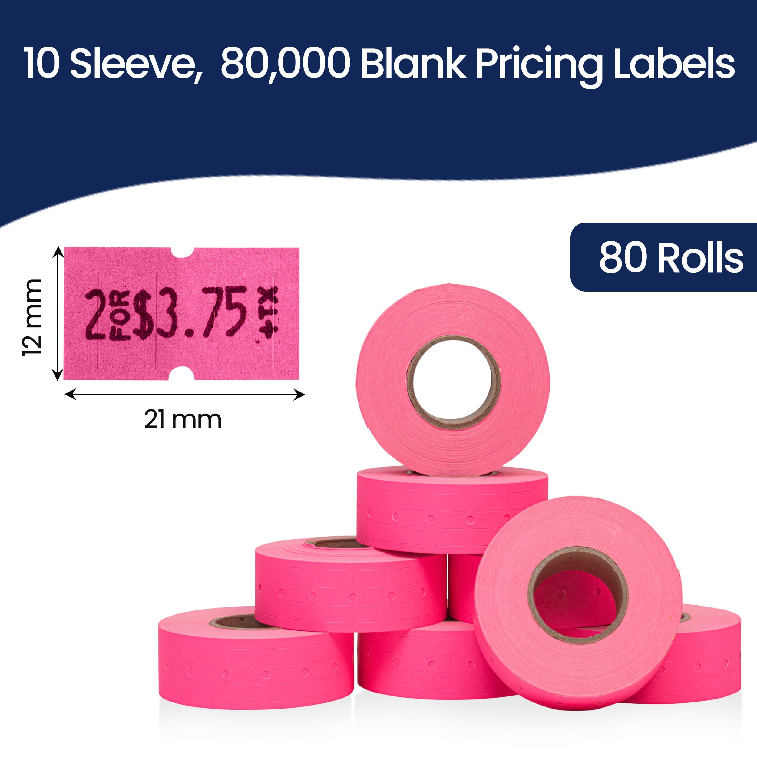 Snapklik.com : 1 Line Fluorescent Pink Labels - 80 Rolls, 10 Sleeves ...