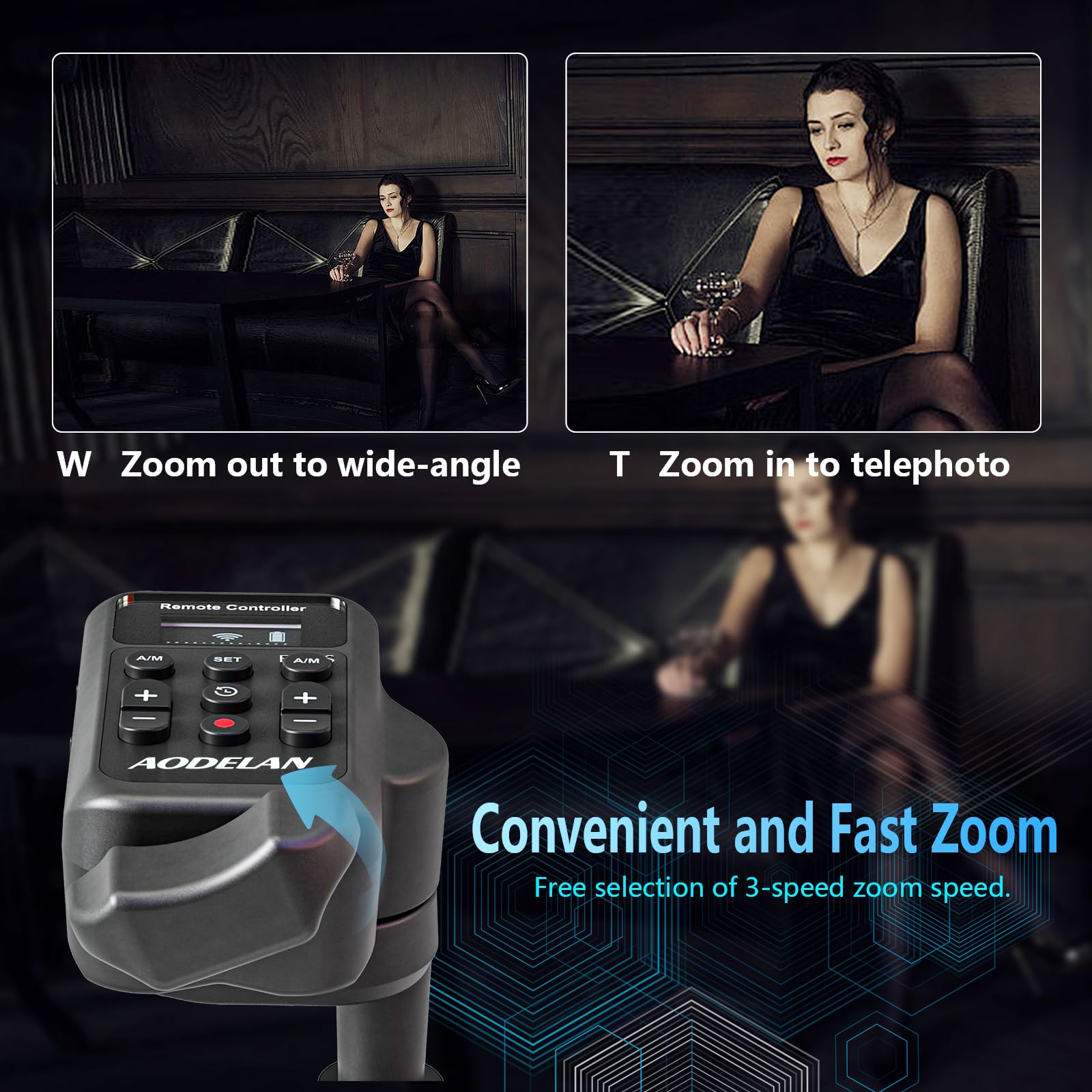 Contrôleur de Zoom sans Fil Sony Canon AODELAN pour Caméscope avec Câble Jack 2,5 mm Focus Iris
