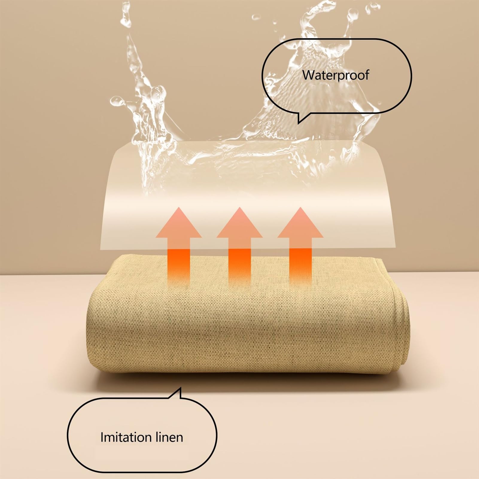 Cortina de ducha impermeable de lino estructurada antimoho tela lavable cortina de ducha para ducha de esquina bañera pequeña beige 80 x 180 cm