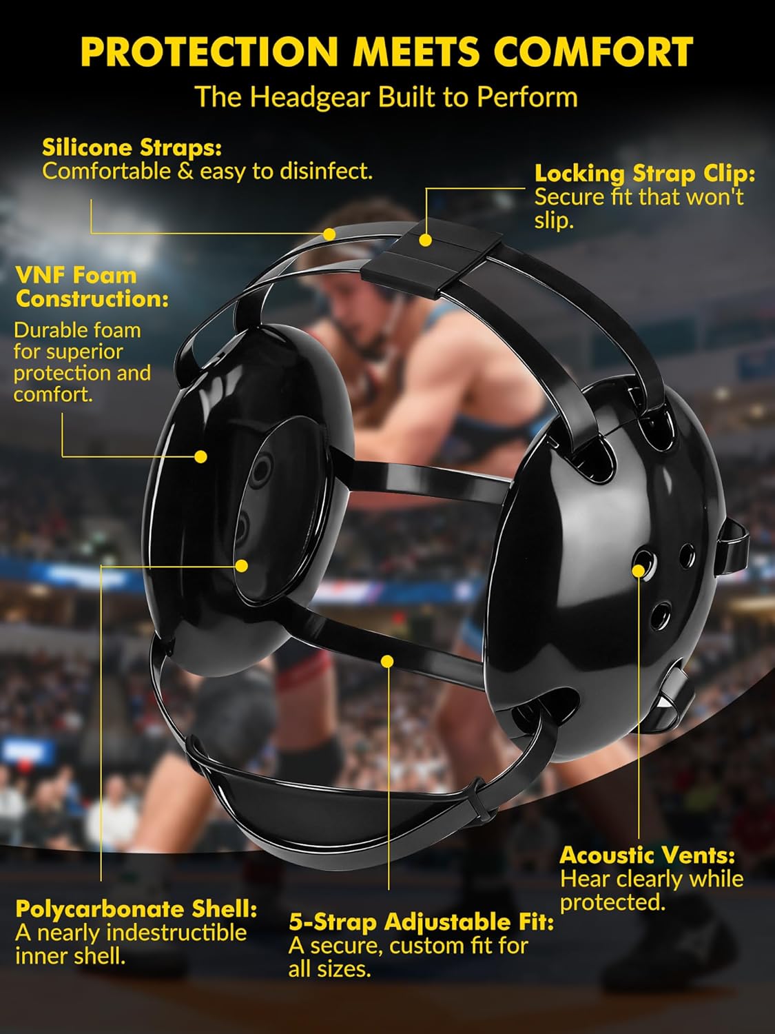 Wrestling Headgear Youth Head Gear Wrestling Adjustable Ear Guard Straps MMA Jiu Jitsu for Men Women Adults - Image 4