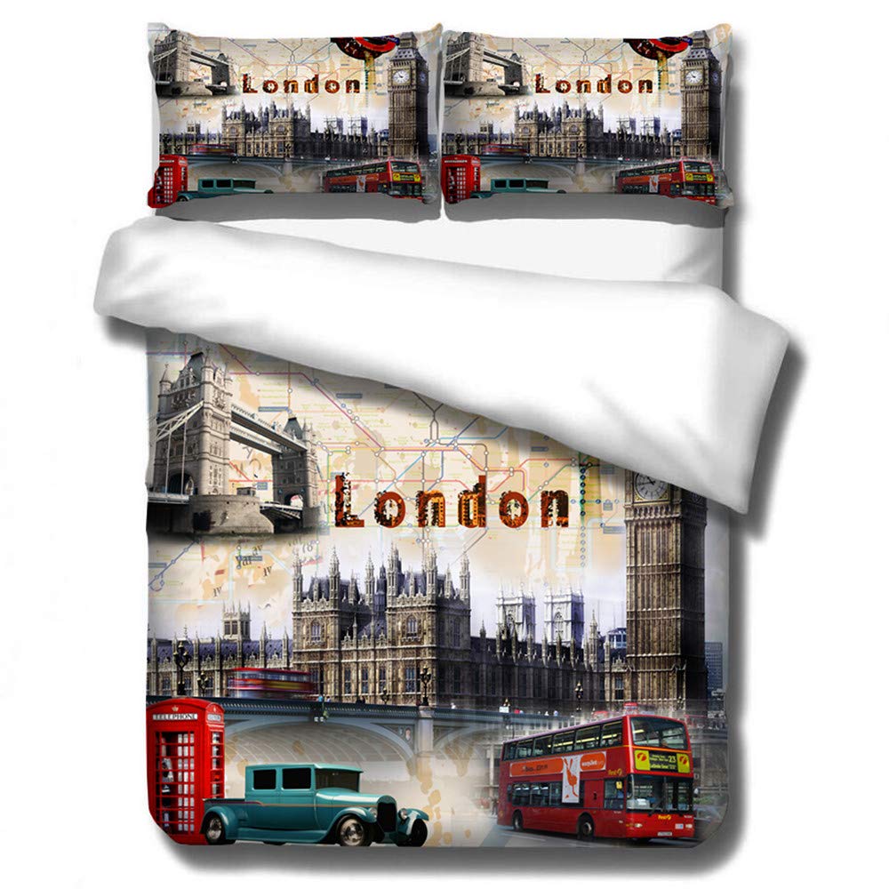 Housse de couette Angleterre Street View 260x230cm avec taies d'oreiller