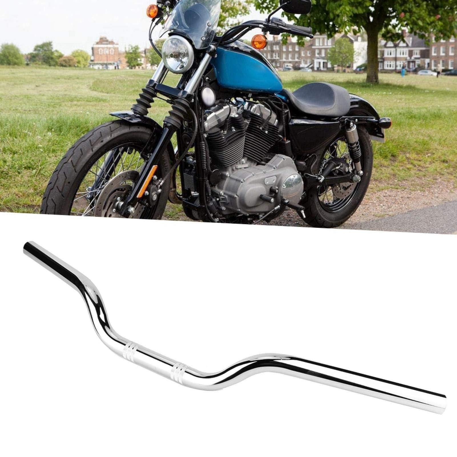 Yctze Manillar de Moto de Acero de 25 mm para Sportster XL 883 1200 (Cromado) - Apto para Manillar o Bar de 25 mm