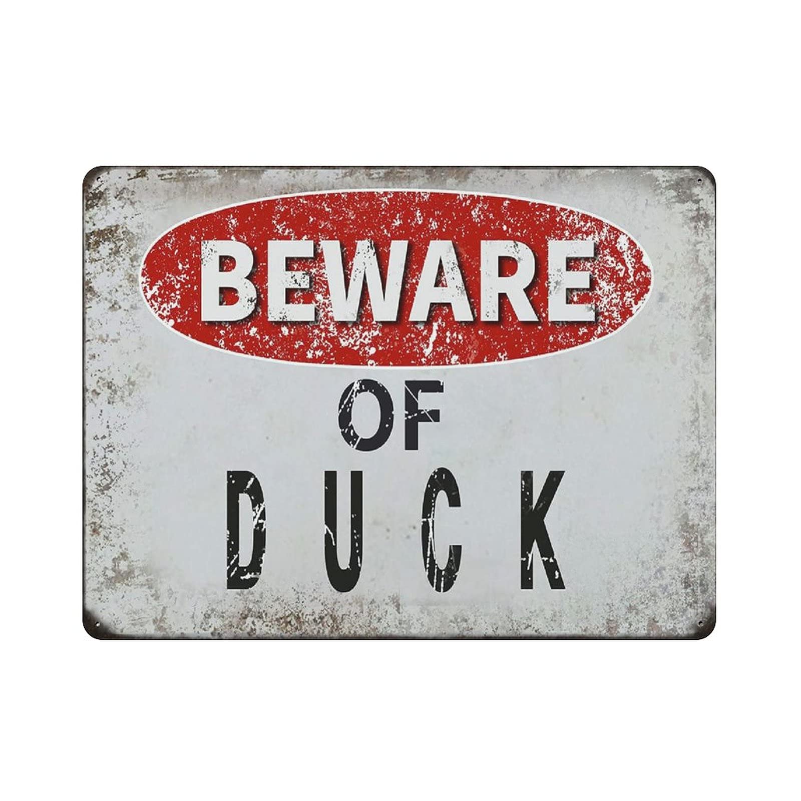 Metal Tin Sign Beware of Duck Vintage Tin Poster Metal Sign Wall Decoration Country Kitchen Home Garage Decor 12"x16"
