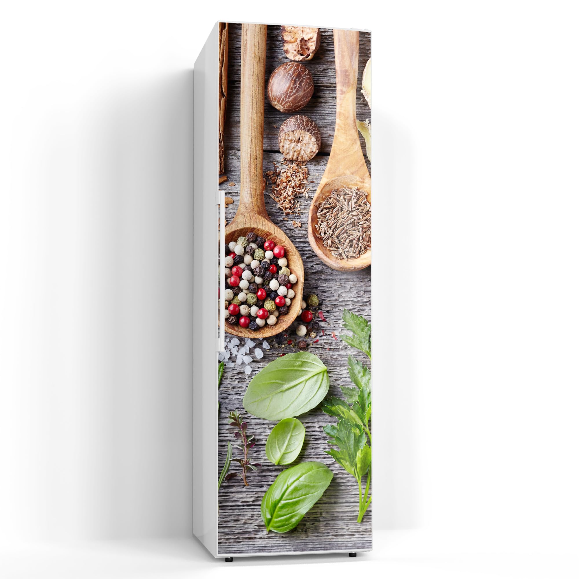 DEQORI Folia magnetyczna do lodówki 60 x 200 cm | motyw zdobiona łyżka kuchenna | dekoracyjna mata magnetyczna ochrona przed zamrażarką | magnetyczna folia dekoracyjna samoprzylepna, magnetyczna i