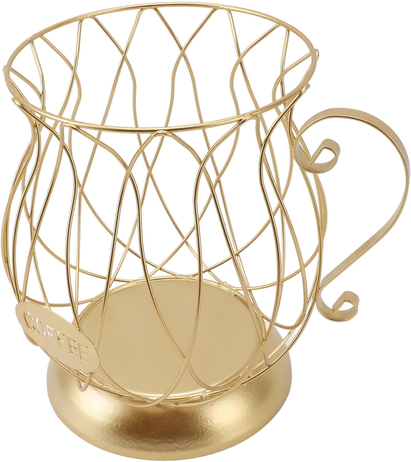 Coffee Pod Basket Large Capacity Modern Iron Wire Coffee Capsule Holder for Kitchen Countertop Electroplated Golden