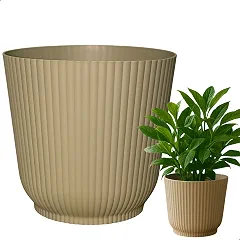 Cachepot Talin Cinza 2,5L 16cm x 15cm de Polipropileno Duro e Resistente, Compativel com Sistema Autoirrigável - Vaso Deco...