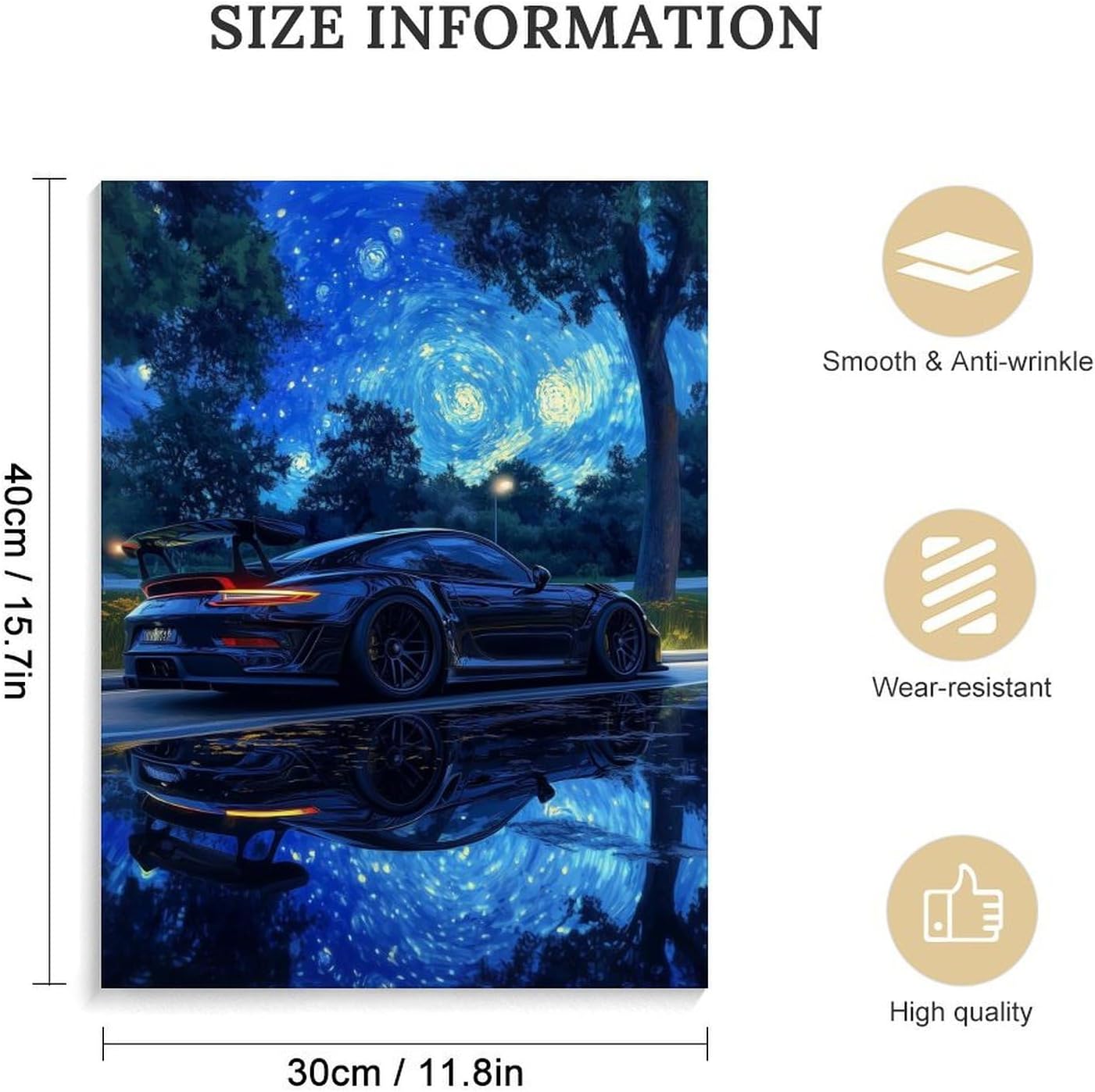 Blue Car Canvas Wall Art Print For Bathroom Bedroom Living Room Framed Canvas Poster Picture Painting Hotel Restaurant Bar Office Home Wall Decor 12x16 Inch