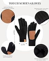 Vista 3 de Conjunto de gorro, bufanda y guantes de invierno para mujer, gorro con forro polar con doble pompón, guantes para pantalla táctil, bufanda de punto
