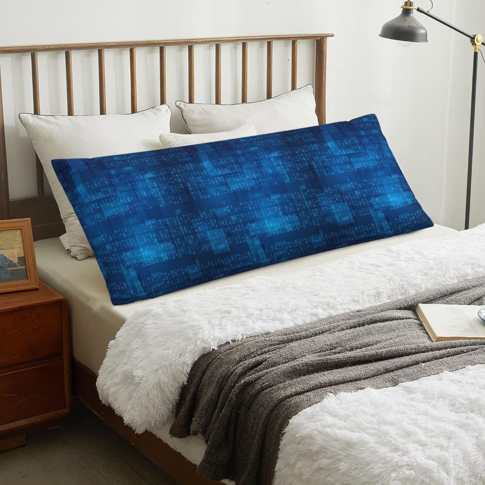 Programmer Binary Code Blue, Body Pillow Cover with Zipper,Long Body Pillowcase 20 x 60 in