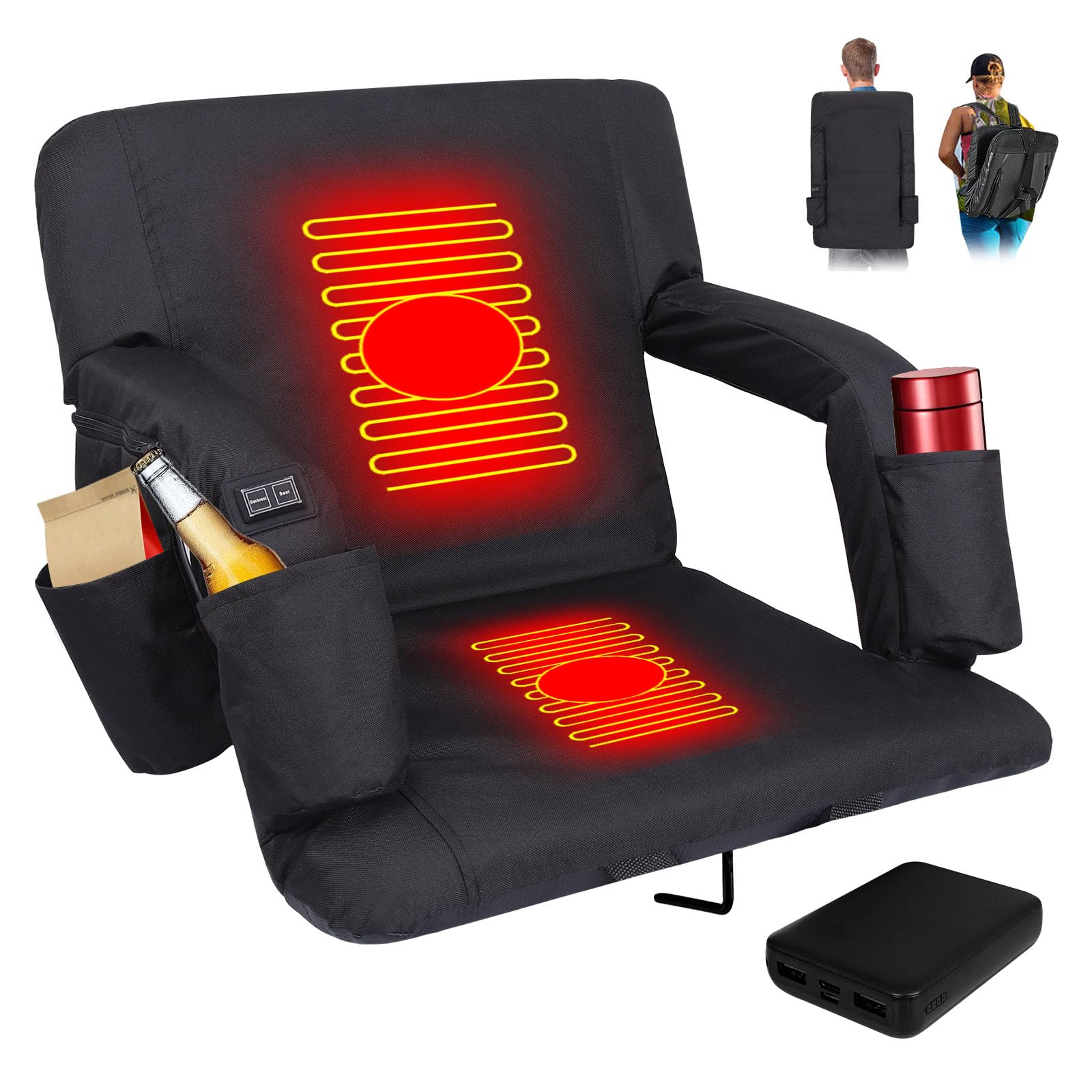 Buy Moteoza Foldable Double Heated Stadium Seats for Bleachers with