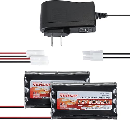 Tenergy Paquetes de baterías NiMH planas de 9.6 V para automóvil a control remoto, batería recargable de 8 celdas de 2000 mAh de alta capacidad,