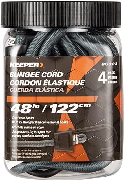 Keeper - 48 Bungee Cord With SST Hooks, 4 Pack - UV and Weather-Resistant