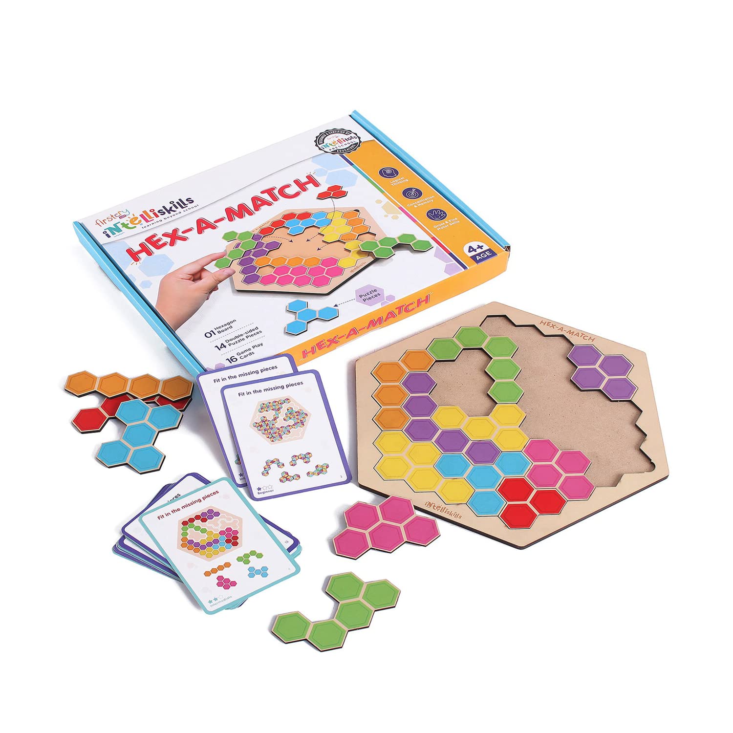 Firstcry Intelliskills Intelliskills Premimum 31 Pcs Hex-A-Match Puzzle | Wooden 3D Hexagon Geometric Jigsaw Puzzle For Kids | Educational Brain Teaser Game For Boys & Girls | Multicolor, 4+ Years (B0C1G88VG9) Amazon Price History, Amazon Price Tracker