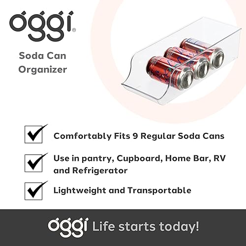 Miniatura 7 de OGGI Soporte para latas de soda, capacidad para 9 latas (14 x 5.5 x 4 pulgadas), ideal para organización de cocina, almacenamiento de despensa,