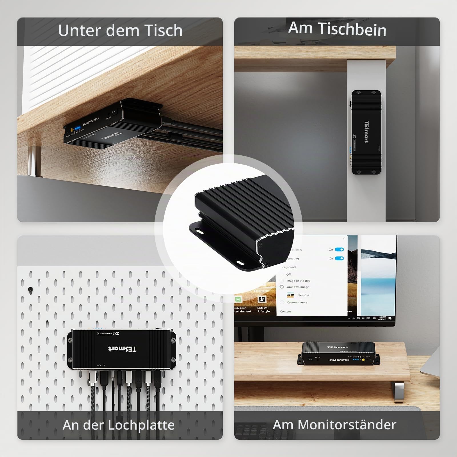 TESmart 2 Port HDMI KVM Switch 4K 3840x2160@60Hz 4:4:4 mit Tastatur und Maus Pass-Through 2 Stück 1,5m KVM Kabeln unterstützt USB 2.0 Geräte Steuerung von bis zu 2 Computern/Servern/DVRs-schwarz