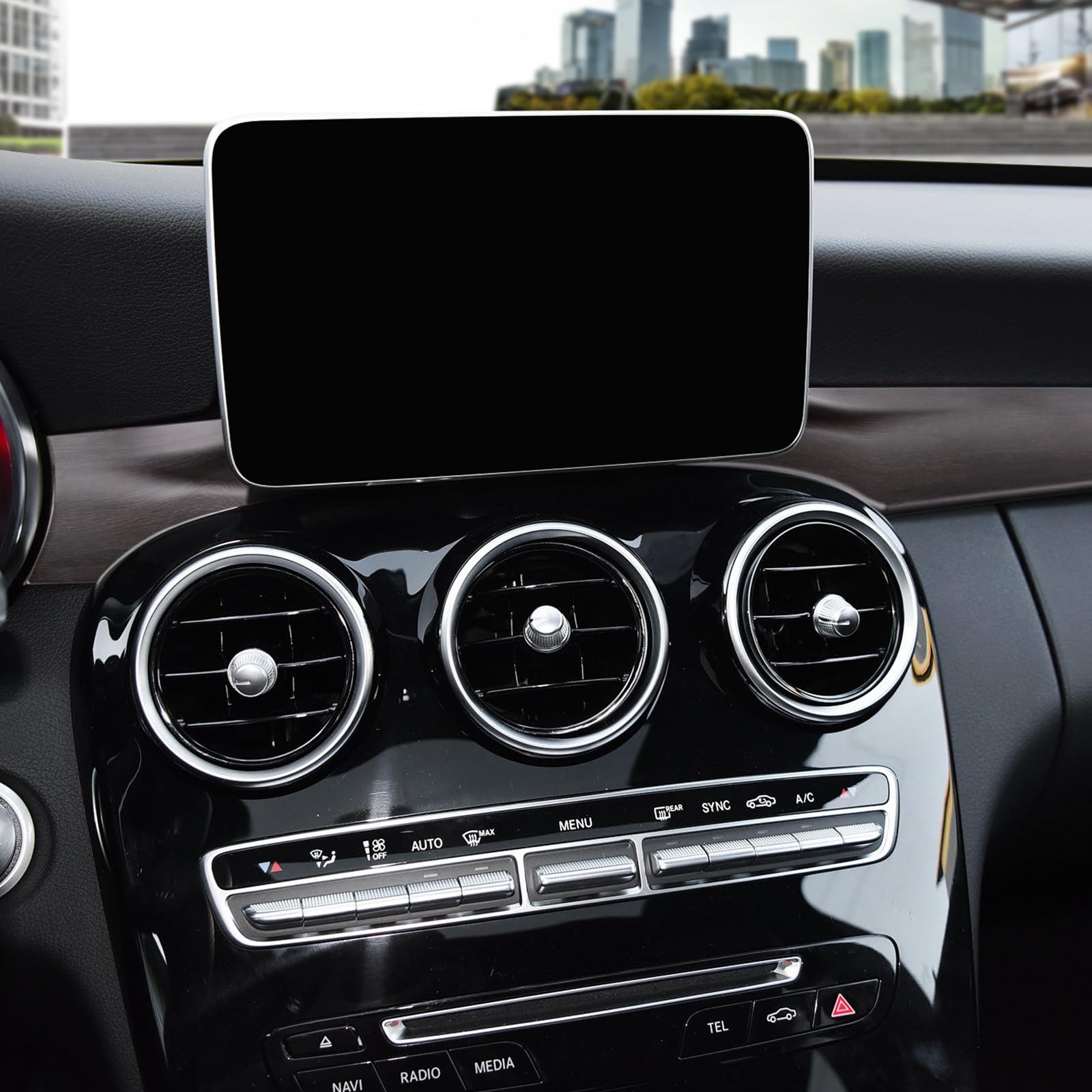 KUNGKIC Auto-Mittelkonsole Co-Pilot-Zierleiste Abdeckung Zierleiste Armaturenbrett Aufkleber Innenbereich Für Mercedes Benz C-Klasse W205 2015-2021 GLC X253 2016-2021 Zubehör ABS (Holzmaserung)