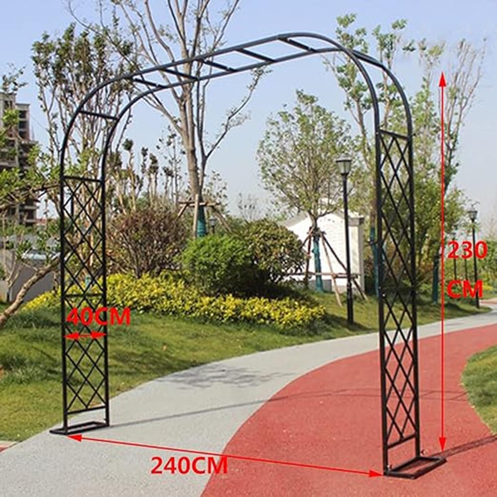 Zewnętrzny metalowy łuk ogrodowy - ocynkowana czarna altana pergola do roślin pnących, dekoracja ślubna i imprezowa, 300 x 40 x 230 cm, stylowa i solidna konstrukcja
