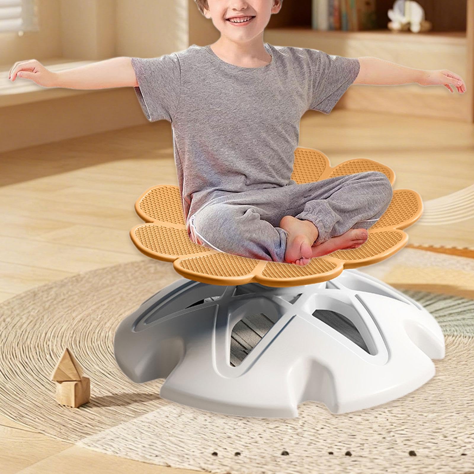 LOVIVER Silla giratoria sensorial para niños, Ideal para Interiores y Exteriores, con Soporte de Carga, Antideslizante, cumpleaños para, Naranja