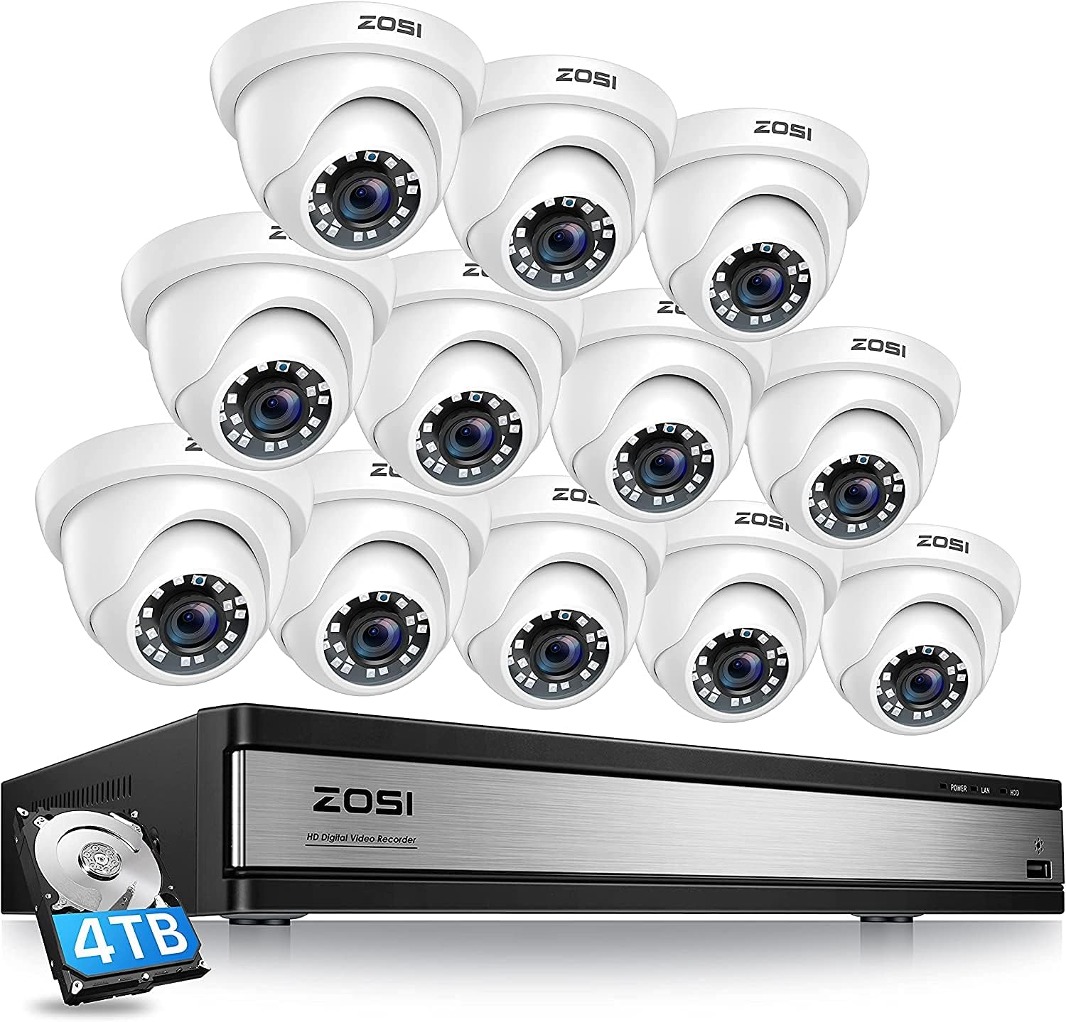 Amazon.co.jp: ZOSI 1080P 200万画素 防犯カメラ12台セット 16ch 4tb