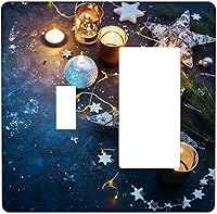 Vista 46 de Cubierta de interruptor de luz dúplex de 1 banda, cubierta decorativa de Navidad con copos de nieve rojos, placa frontal decorativa para cocina