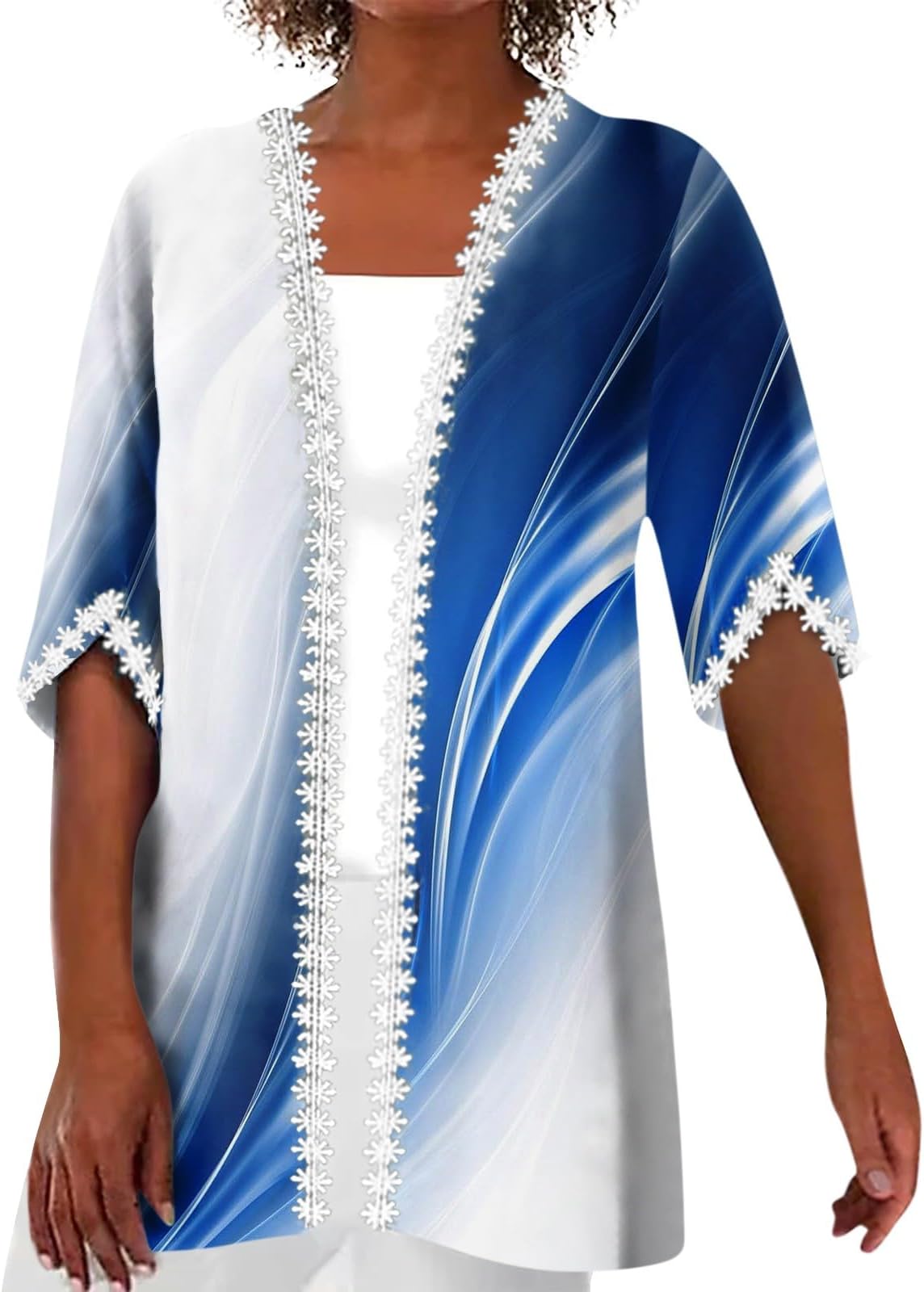 Womens 3/4 Sleeve Tops 2023 Women's Blouses & Shirts Loose Shawl Lightweight Tunic Blouse UK Undershirt Cardigans for Women UK Lace Sleeve Hawaiian Shirts for Women