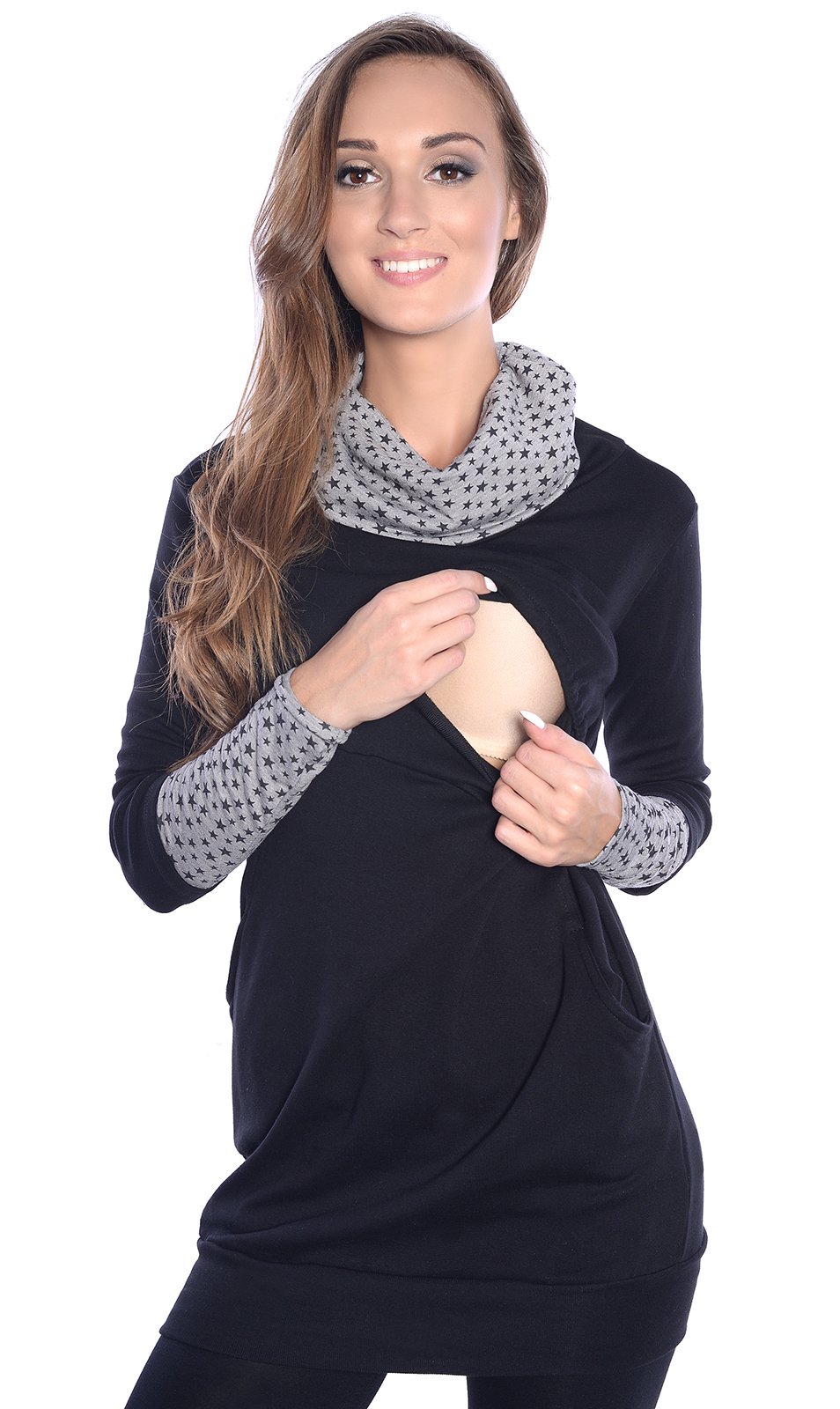 Mija - Pullover riscaldante 2 in 1 Premaman/Allattamento al Seno 7115A