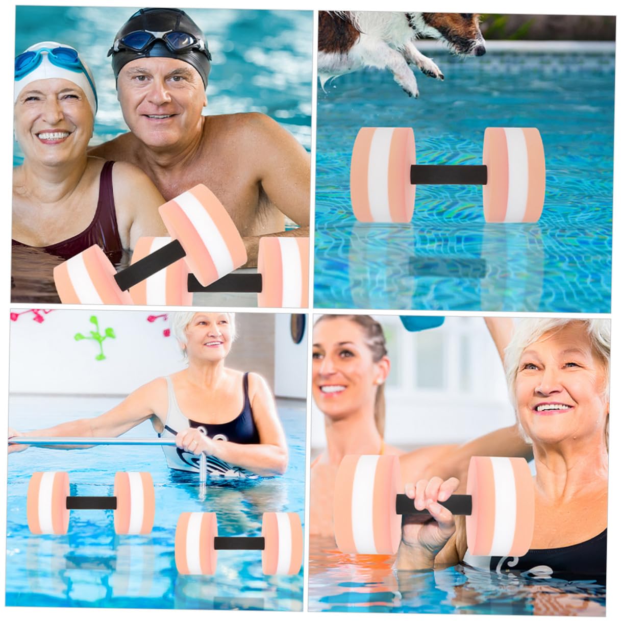 Hohopeti 4 Stück Eva Wasserhantelset für Erwachsene Tragbare Poolhanteln für Ganzkörpertraining und Wassergymnastik im Urlaub