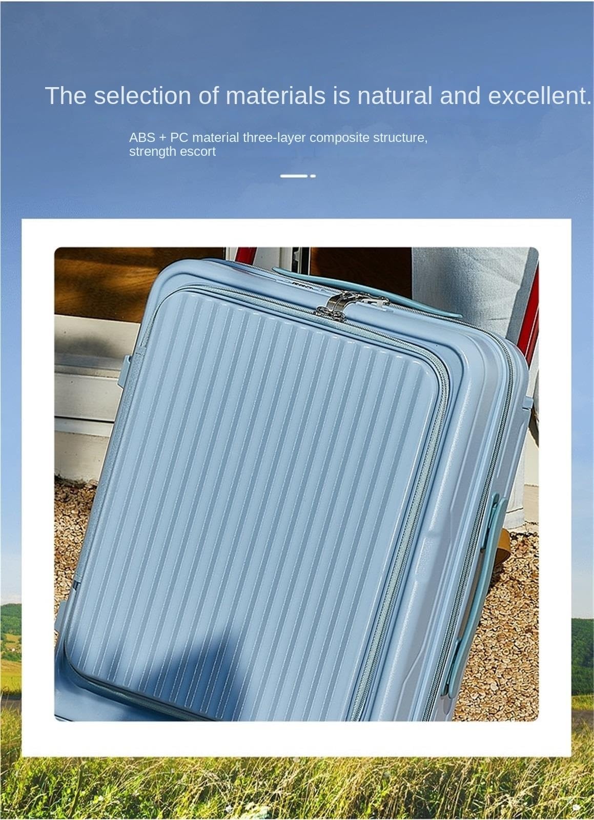 Wielofunkcyjny Bagaż Lekki Do Podróży Walizka Otwierana Od Przodu(Blue,26inch)