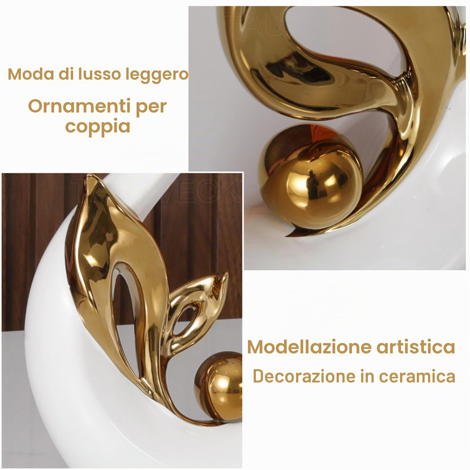 Scultura in Ceramica, Sculture astratte Moderne Deco, per Oggetti Decorativi per Ufficio, Decorazione Soggiorno, Camera da Letto, Appartamento,Verde