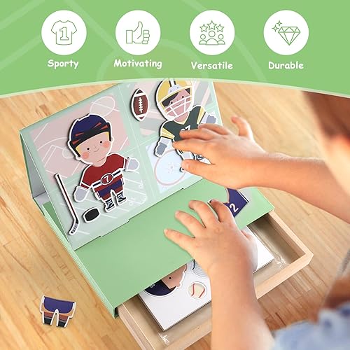 Miniatura 4 de BTB Sports Toys - Juego de muñecas magnéticas para disfrazarse, muñeca magnética deportiva, juego de simulación de deportes magnéticos, juguete