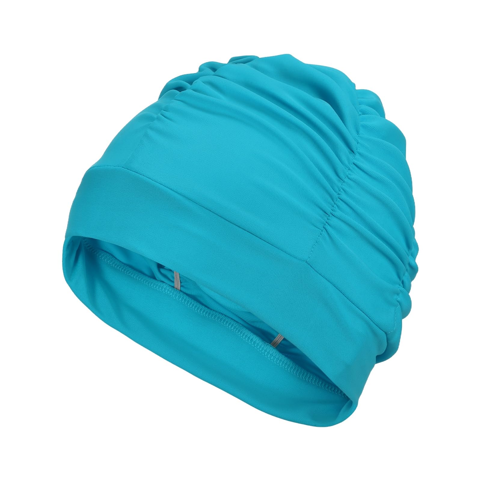YELARXI Fabric Swim Cap Polyester Swimming Hat Elastic Swimming Cap, Fit for Women and Men Adult Long Hair (Lake Blue)