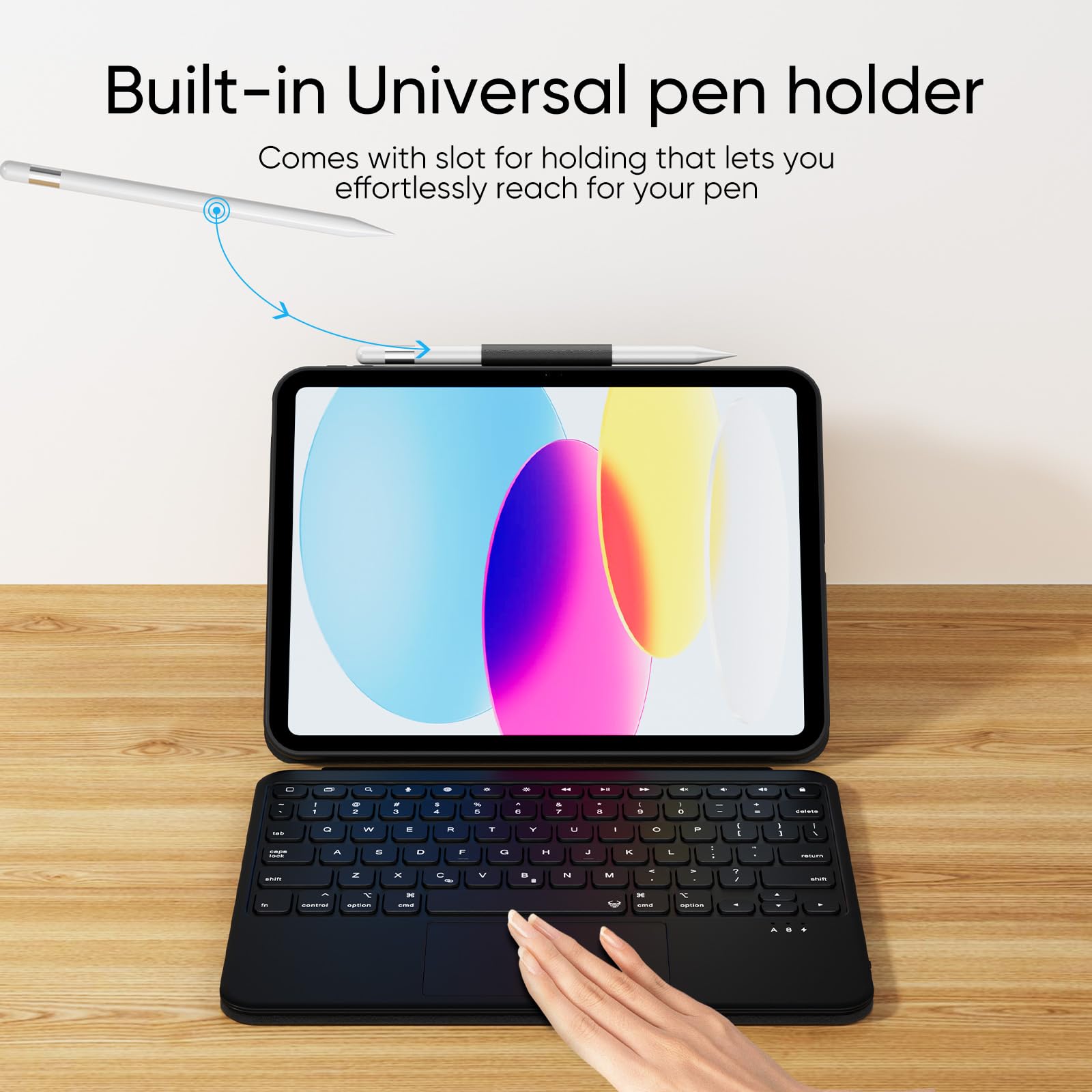 PAUL B for iPad 11th/10th Gen Case with Keyboard 11/10.9 inch A16