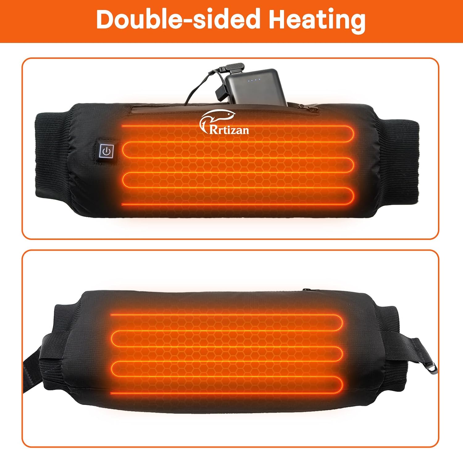 Heated Hand Warmer Pouch with 10000mAh Power Bank,Hand Warmers Poucn with 3 Levels Heating, Ideal for Football, Camping,Hunting, Portable and Waterproof Football Hand Warmer Heated Hand Muff