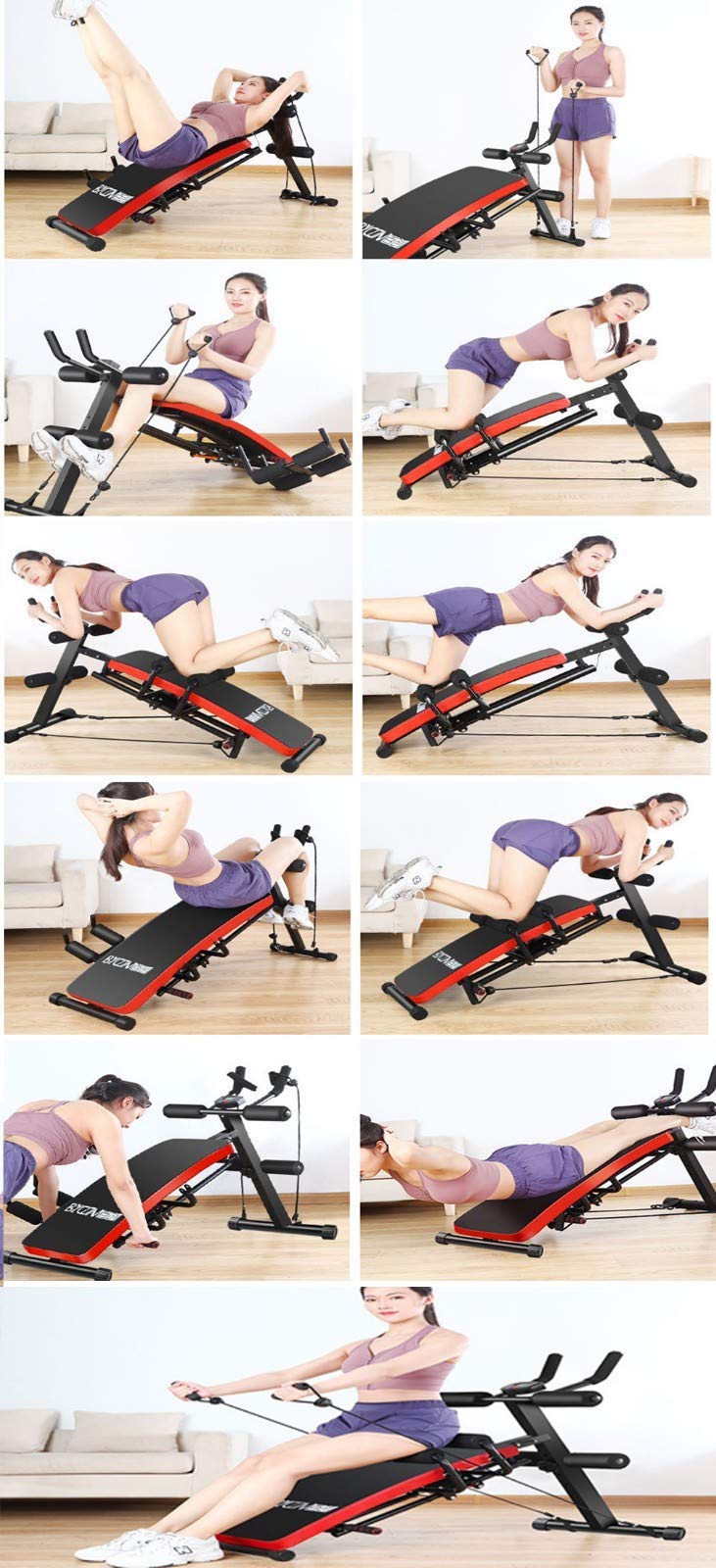 Vogatore Pieghevole, Vogatore da Interno Panca, Display Dati HD, Design ergonomico, Attrezzatura Fitness Cardio Addominale Fitness, Adatto a Tutti i Tipi di Persone
