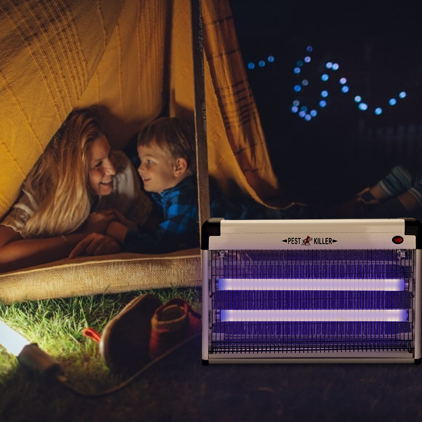 Randaco Elektryczna pułapka na owady, 40 W, lampa na komary, pułapka na komary, bez toksycznych substancji chemicznych, 100 m² do użytku wewnątrz pomieszczeń i na zewnątrz ogrodu (zawieszenie