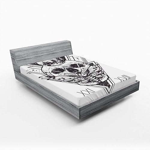 Miniatura 86 de Ambesonne Sábana bajera étnica, primer plano de degradado vertical, efecto de teñido anudado hippie Alter Life, impresión artística retro, ropa de