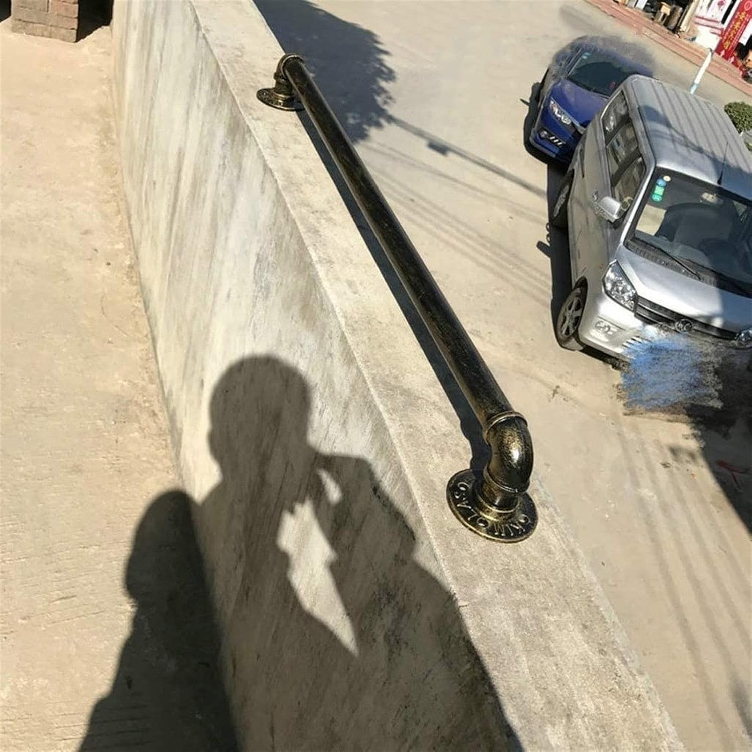 MObyat Outdoor Staircase Handrail 1Ft 20Ft, Bronze Stairs Handrail Banister Rail Support Kit, Lead Direct to Stairwell Door-House or Cellar Entryway/2Ft/60Cm