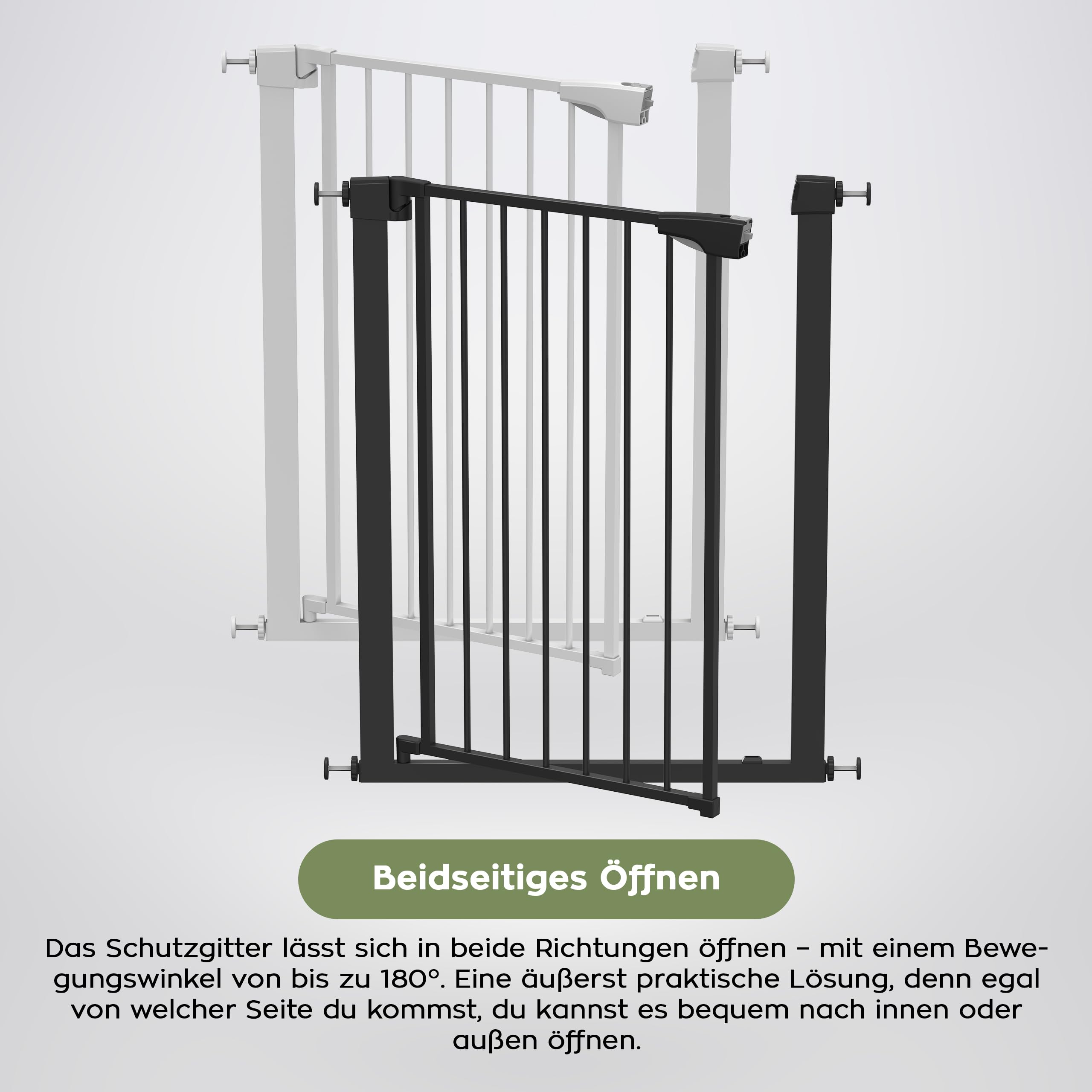 Tulano Guardian 5.0 Treppenschutzgitter ohne Bohren - 75–117 cm | Für Treppen und Türen - 92 cm hoch - beidseitig mit einer Hand öffnen - schließt automatisch - 2 Verlängerungen -Schwarz
