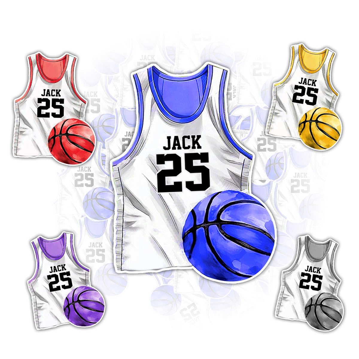 Personalized Basketball Sticker Custom Basketball Stickers for Boys Girl Sport Gift Basketballs Name Number Vinyl Stickers Player Team Decal for
