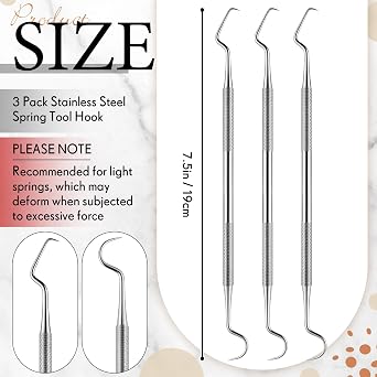 3 Pack 6.4 Inch Spring Tool Hooks Lifter Stainless Steel Spring Wrench Spring Hooks