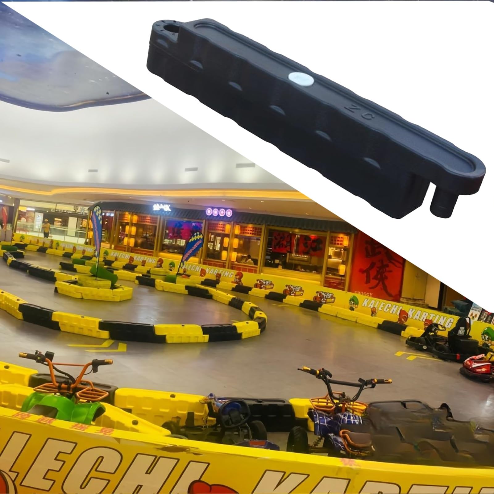 2/3 /4/5 Pcs Go Kart Track Fence, Amusement Park Bumper Car Racing Track Barrier, Children's Activities/Construction Lot Safety Protectiive Runway(Black 2 Pcs,Small)