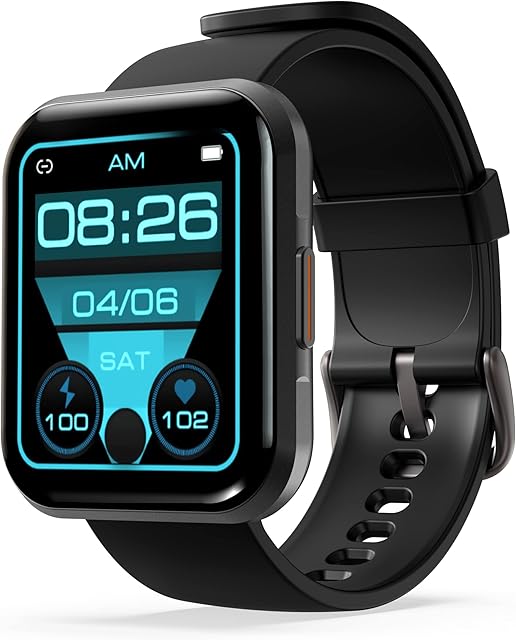 WEWATCH Smart Watch, Smartwatch with GPS, Fitness Tracker with Heart Rate Monitor, Blood Oxygen Monitor, Sleep Monitor, IP68 Waterproof, 1.78 AMOLED Screen Compatible with iPhone & Android, Black