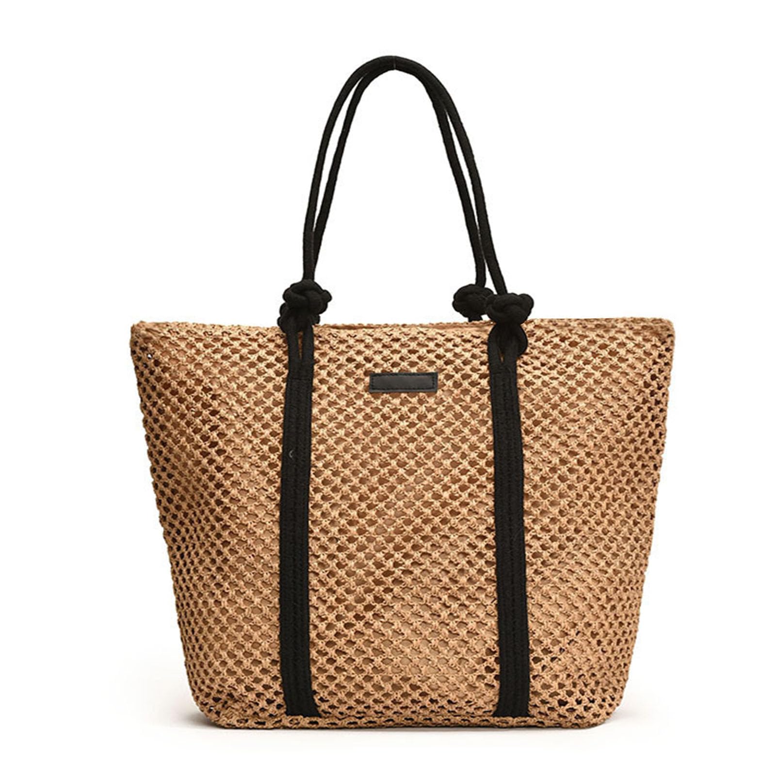 Peicees Large Straw Tote Bag For Beach Vacation 2025 Womens Sandproof Shoulder Bag Purse With Leak-Proof Lining Summer Travel