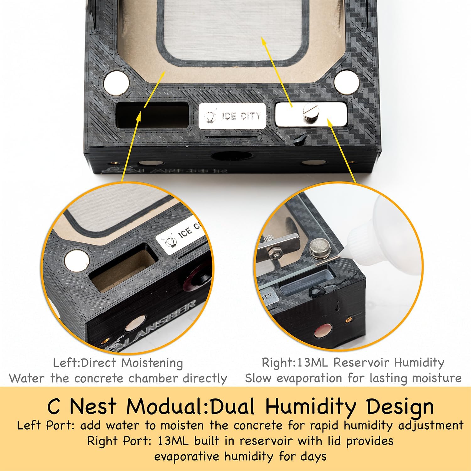 Ice City Series - Starter Kit (Small) Modular Ant Nest System with A Module Dry Nest Chamber Small Outworld Trash Box and Water Feede-