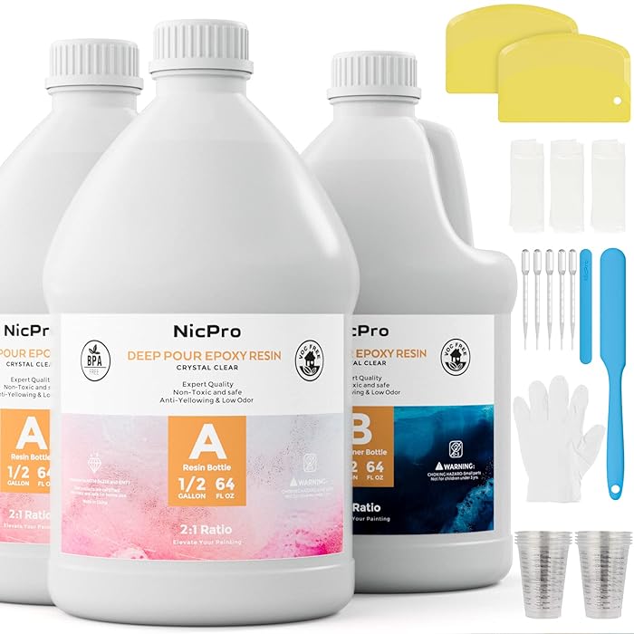 Buy Deep Pour Epoxy Resin Kit, Nicpro 1½ Gallon 2 to 4 Inch Plus Clear