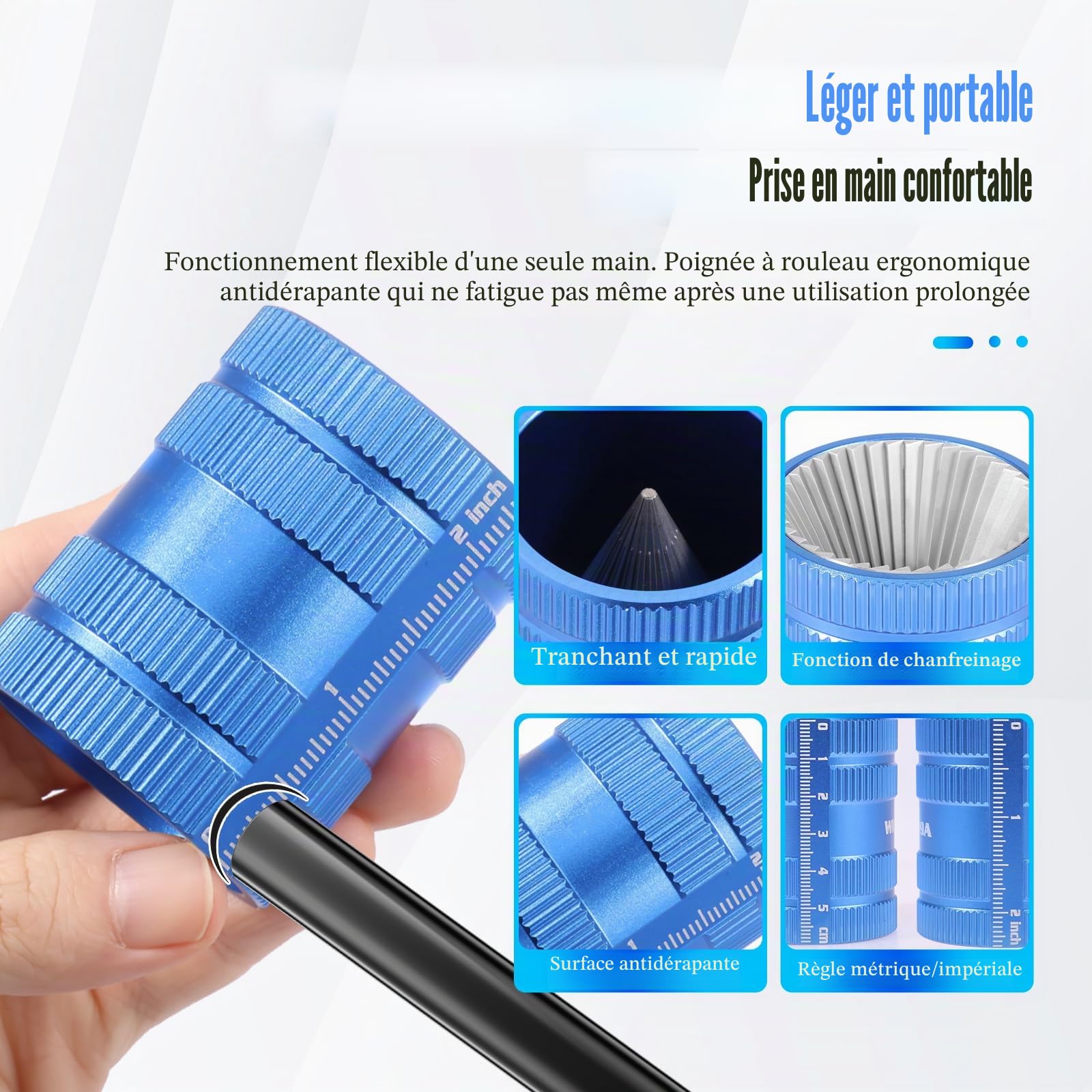 Ébavureur intérieur et extérieur en acier inoxydable Ø 6-42 mm pour tuyaux en cuivre et en plastique, climatisation