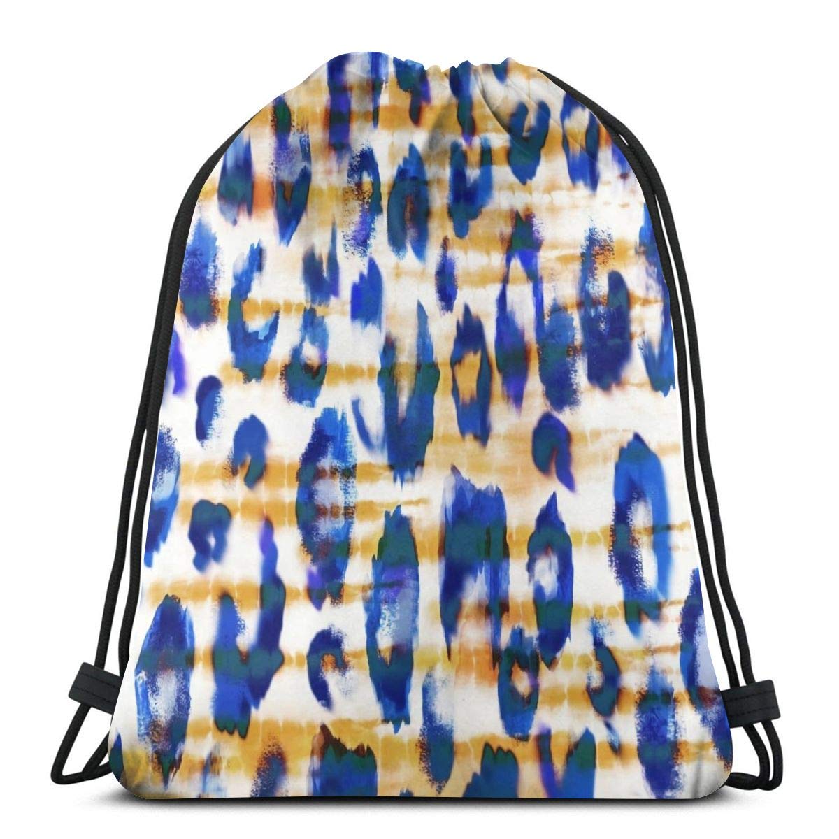 Drawstring Backpack Leopard Tie Dye Bag Water Resistant Lightweight Gym Sackpack For Hiking Yoga Gym Swimming Travel Beach