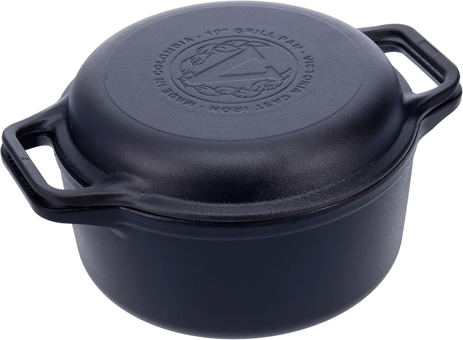 Victoria Forno Olandese Combo, Pentola Et Padella Ghisa Stagionata 27Cm/ 5,7L, Cast Iron Cocotte Senza Sostanze Tossiche, Senza Ptfe E Pfoa, Adatta Per Barbecue, Forno, Induzione, Gas-image